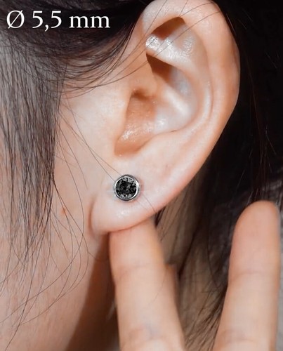 925 ECHT SILBER RHODINIERT *** Herren Single-Ohrstecker Zirkonia schwarz 5,5 mm - Bild 2 von 4
