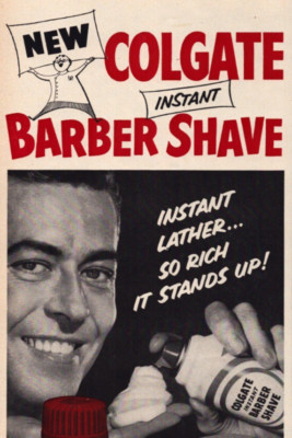 Colgate Barber Shave 1954 Vintage Print Ad Barber Shop Duet Locks Your Whiskers