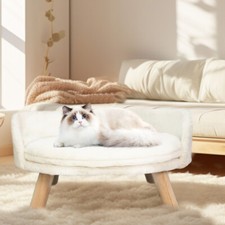 40/60cm Round Pet Sofa Bed Raised Cat Chair Puppy Lounge w Removable Cushion Pad