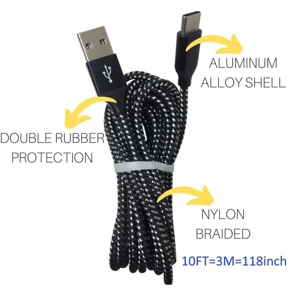 Adaptador de pared PD de 20 W cargador rápido QC 3.0 alimentación para Samsung cable USB tipo C de 10 pies Foto 3 de 4