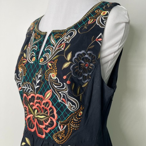 Anthropologie Moulinette Soeurs Women's Black Perennial Floral Mini Dress Size 8 - Picture 4 of 14