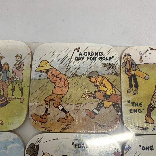 Neuheit Golf Untersetzer Tom Browne Cartoon Set/6 Edwardianische Szene Cartoon Geschenk - Bild 3 von 9
