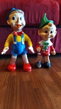 2 Pinocchio Ledraplastic Pupazzi di gomma Vintage