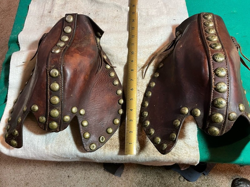 Vintage Leather Tapaderos Hooded Tooled Stirrups used Horse Cowboy Western
