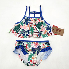 Appaman Hermosa Bikini Swimsuit Girls Size 7 Multi Tropical Ruffle JDM2610 NEW