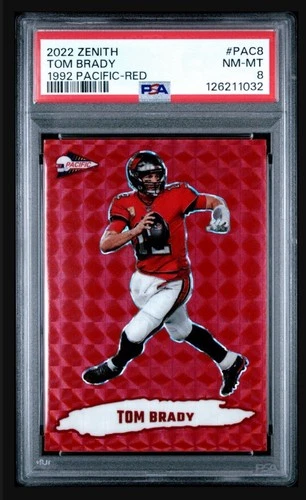 2022 panini zenith #PAC8 tom brady; 1992 red pacific SP prizm PSA 8  TEAM COLOR