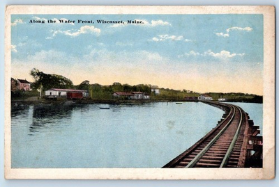 #ad #ad 1920 Wiscasset Maine ME Vintage Postcard Along Water Front Railway Lake Unposted $14.98