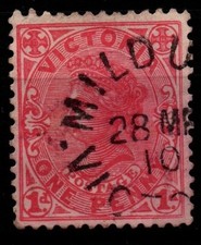 Australia Victoria 1905 One Penny 1d red perf 12 x 12&frac12; SG417 Used Mildura CDS