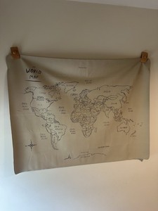 Gathre 48” Feaux Leather Map w/ Wall Hanging Clips