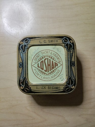 Vintage Square Typewriter Ribbon Tin - Loring Short Harmon - Maine