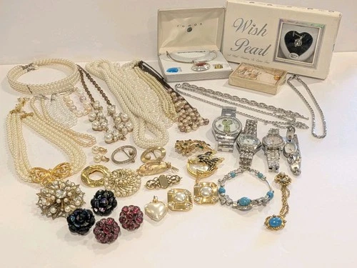 Vtg Estate Costume Jewelry Lot Signed Wearable Trifari Napier Sterling 36 Pcs