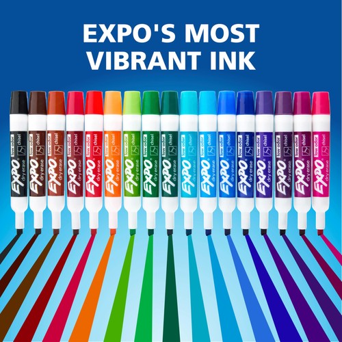 EXPO Low Odor Dry Erase Markers Chisel Tip Assorted Colors 12 Count - Picture 6 of 8