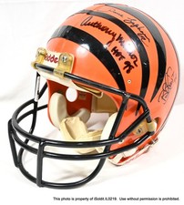 Cincinnati Bengals Full Size Game Used Football Helmet Signed by Anthony Munoz +