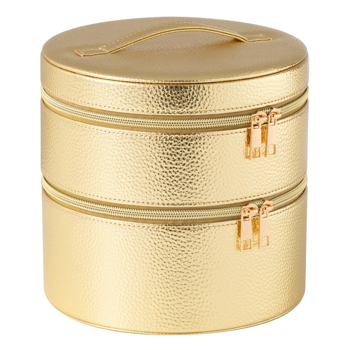 Boîte Cosmétiques Ericka Or 19cm - Boîte de Rangement Ronde pour Maquillage