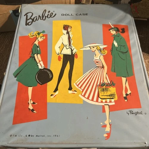 Vintage 1961 Mattel Barbie Doll Blue Carrying Case