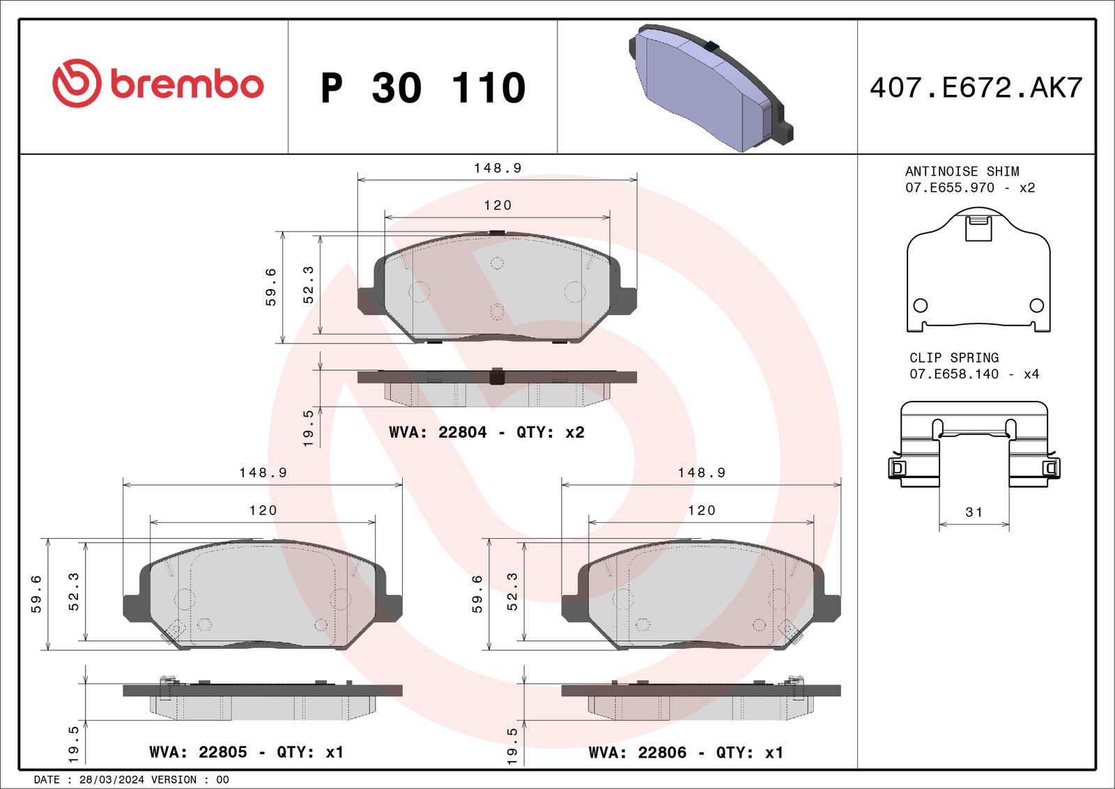 ✅Fits BREMBO KLOCKI SZCZEKI CYLINDERKI P 30 110 BRAKE PADS FRONT ⭐UK Seller⭐ - Image 39