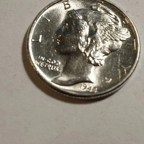 1944p   mercury  dime bu,  fsb full split  bands
