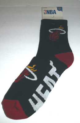 NBA MIAMI HEAT  QUARTER Socks  Size Large BY AKM