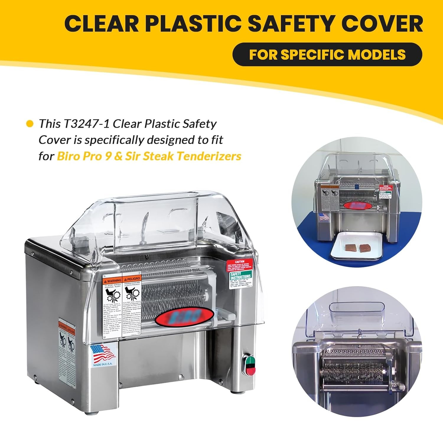 Clear Plastic Safety Cover for Biro Tenderizers Pro 9 Sir Steak T3247-1 TA3096M2