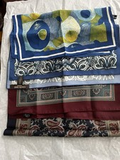 4 Italian Silk Handkerchief 17x16 with Silk Design Made in Italy