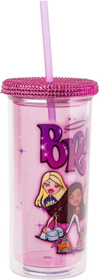 Bratz Featuring Cloe, Yasmin, Jade, and Sasha Plastic Tall Cold Cup with Rhin... - Image 4 of 4
