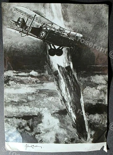 WW1 the end of Zeppelin L 70  illustration on RNAS photographic paper 21 by 15cm