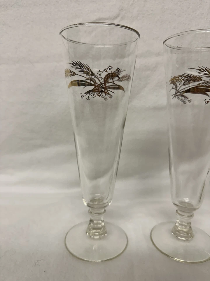 Juego de 3 vasos Lifetime Prairie Gold Pilsner de colección trigo MCM barware 8,25" Foto 2 de 4