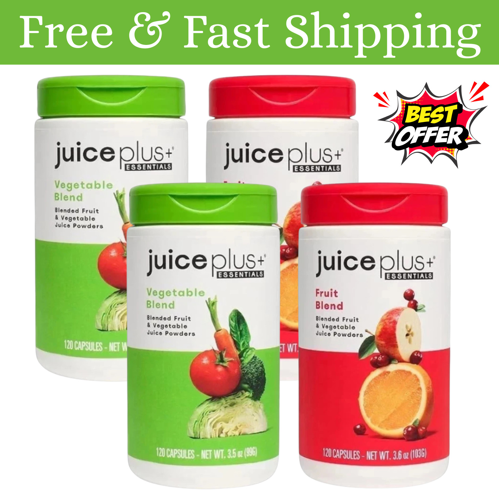 SALE! - Juice Plus+ ESSENTIALS - 2 Fruit Blend & 2 Vegetable