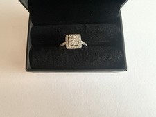 14K White Gold 1.50 CTW Natural Diamond Bridal Set Princess Halo Wedding Ring