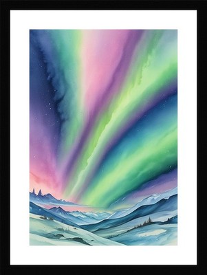 Soft Northern Lights Framed Wall Art Poster Canvas Print Picture