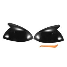  Pair Car Rear View Driver Passenger Side Mirror Cover Cap Replacement Gloss 