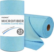 55 Pack Microfiber Cleaning Cloth Roll, Tear Away Reusable Paper Towels, 11" ...