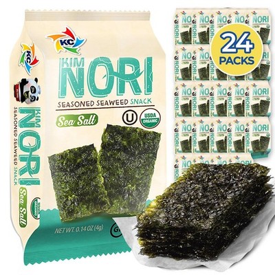 Seaweed Snacks Organic Sea Salt Flavor 24 Individual Packs 4g Roasted Crispy