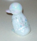 Fenton Pearl Opalescent Glass Hand Painted Floral & Vines Duckling Duck Figurine