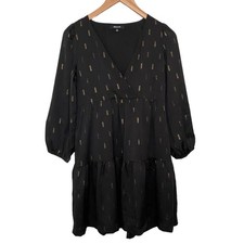 Madewell Metallic Jacquard Faux Wrap Tiered Mini Dress Size XS Holiday 