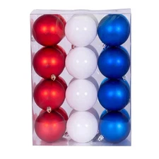 Vickerman N220568 3 in. Red White & Blue Ornament Assortment - Pack of 24