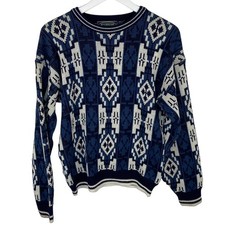 Vintage Geometric Pattern Crewneck Grandpa Sweater - Men's Size M