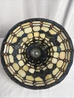 VINTAGE TIFFANY STYLE STAINED GLASS LAMP SHADE IRIDESCENT ART GLASS & BEADS 10"