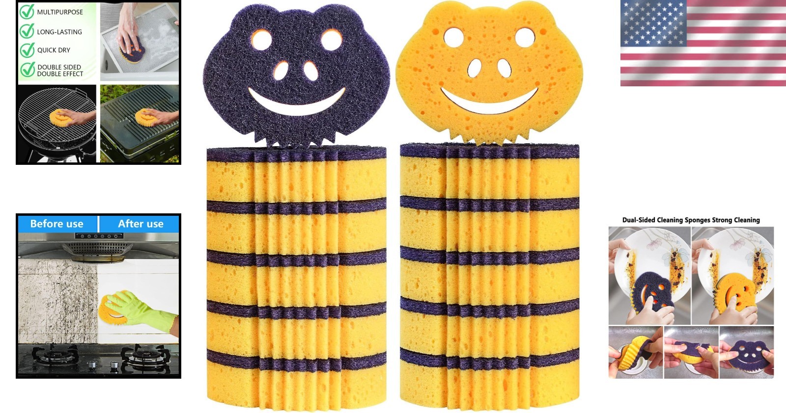 Vibrant Pink Heavy Duty Cleaning Sponges – 12 Pack, Dual-Sided Kitchen Essential