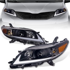 For 2011-2020 Toyota Sienna Blk Projector Headlights Signal Amber Wled Tube Bar