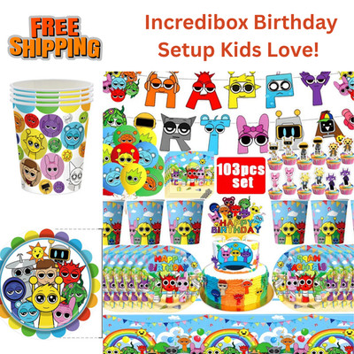 Kids Monster Birthday Decorations Balloon Garland Banner Cake Topper Party Set