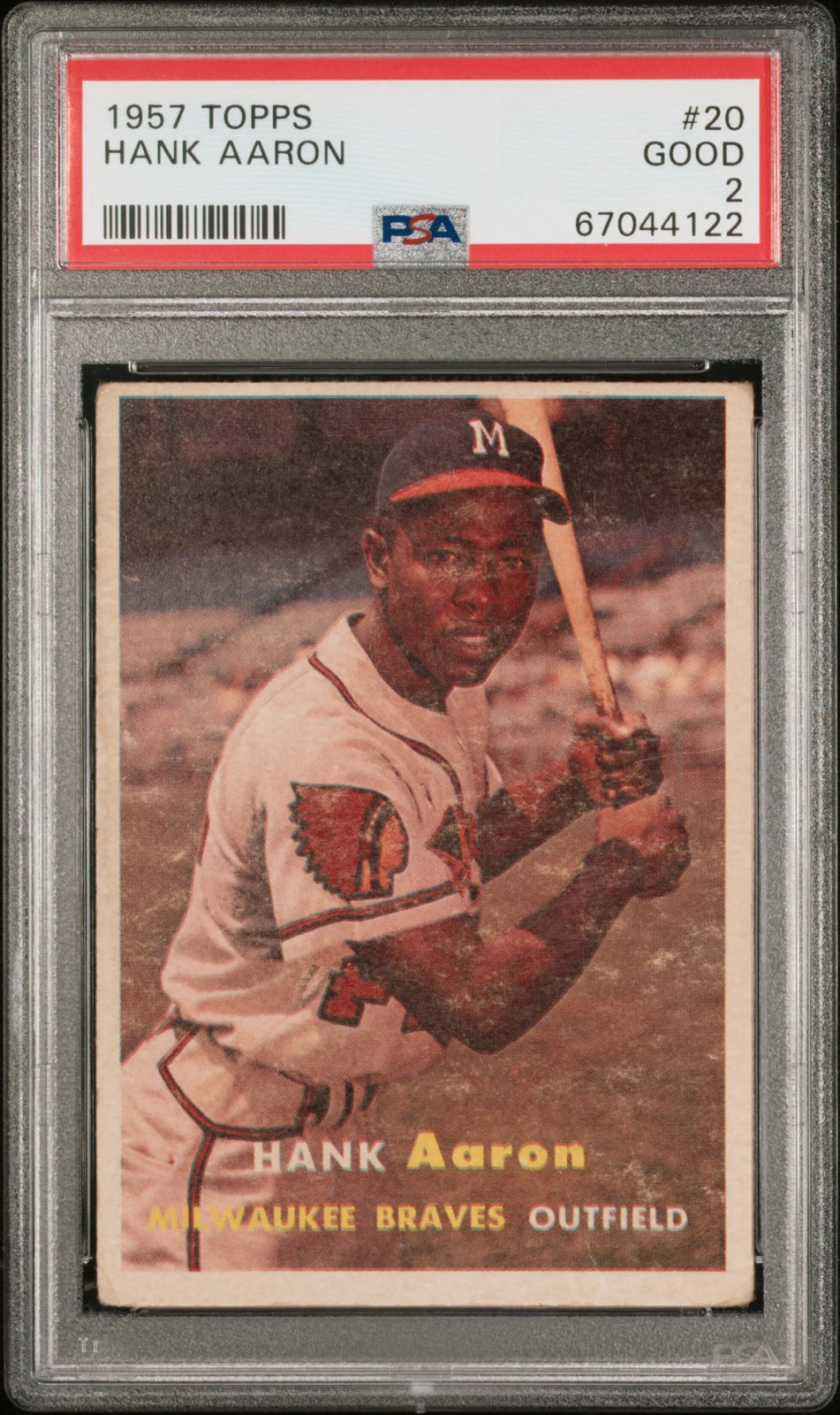 1957 Topps Hank Aaron #20 PSA 2 view 1