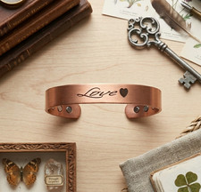 Matte Pure Solid Copper Magnetic Bracelet Arthritis Pain Therapy 12mm Cuff LOVE