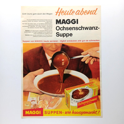 1961 XL Maggi Ochsenschwanz-Suppe Retro Food Kitchen Decor Reklame Advertising
