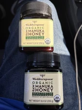 2 JARS. Wedderspoon Raw Organic Manuka Honey KFactor 16 Poly Jar 250g 8.8 Oz