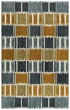 5x8 Rizzy Rugs Gray Lines Blocks Cubes Geometric Area Rug TET101 - Aprx 5' x 8'