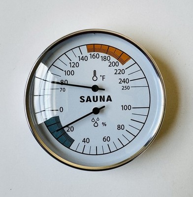 2-in-1 Sauna Gauge Thermometer Hygrometer, Fahrenheit Temp & Humidity Dial, new