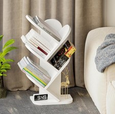 5-Tier Rustic Wooden Floating Tree Bookshelf Floor Standing Book case Rack Shelf
