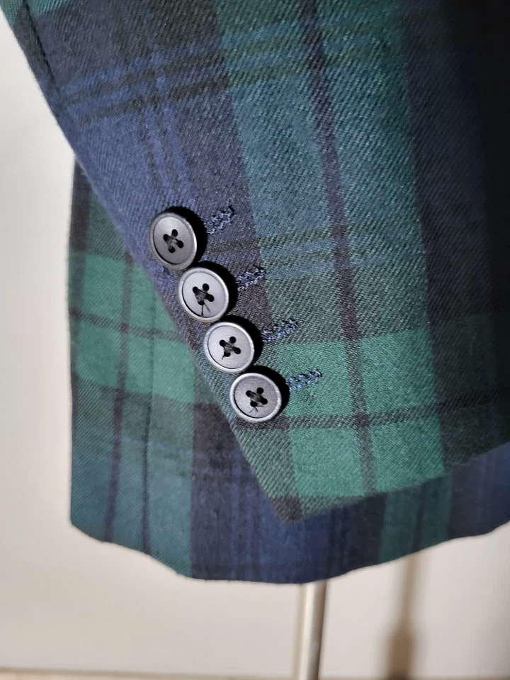 Chaqueta Blazer Abrigo Deportivo Alan River Watch Tartán Escocés Pico Solapa 42R Foto 3 de 4