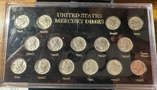 1941 - 1945 Choice Mercury Dime Set (P/D/S 15-coin set) You Grade AUB1
